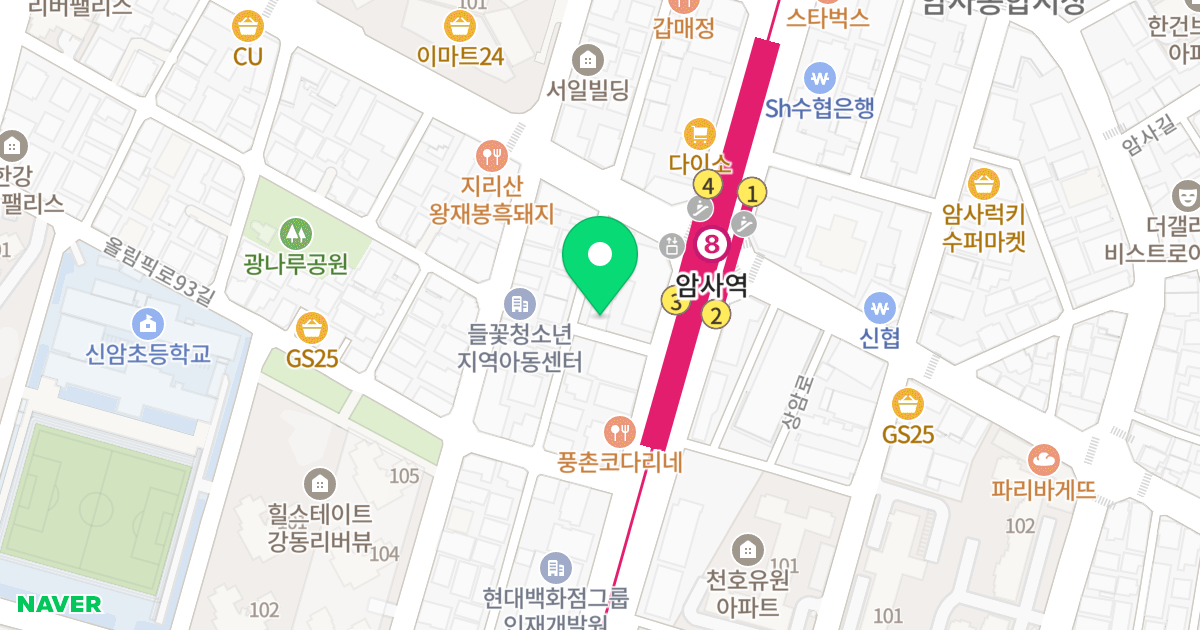 (512-16) 위치 지도 - 서울특별시 강동구 상암로6길 9