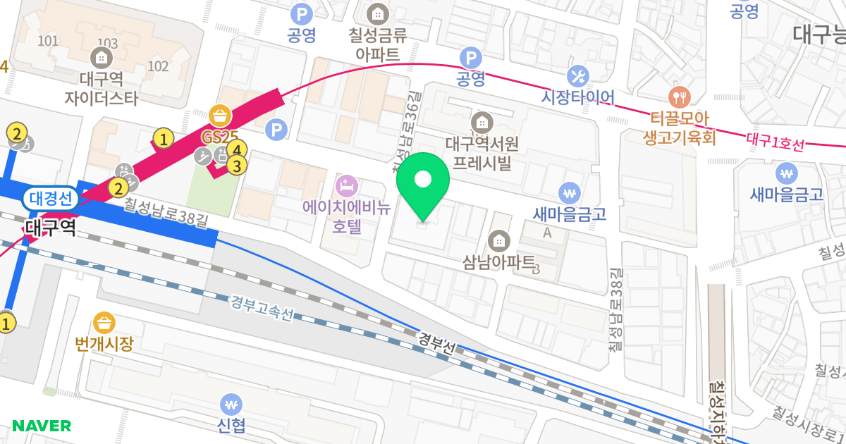 대구역SD아이프라임 위치 지도 - 대구광역시 북구 칠성남로30길 40
