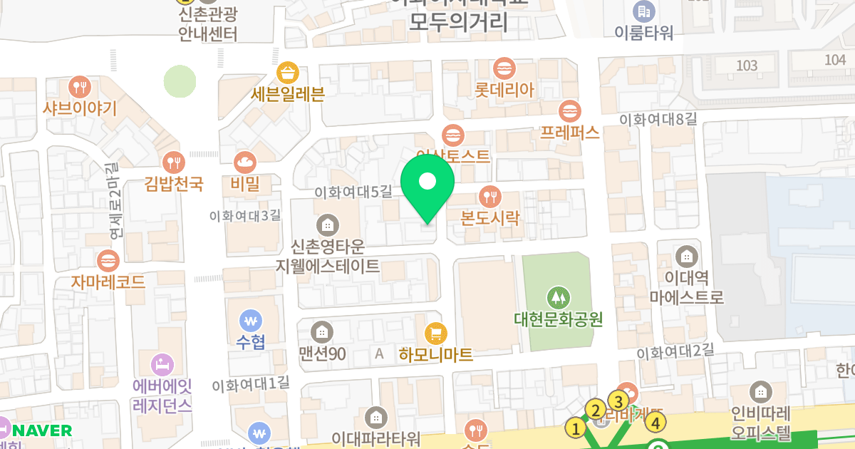 대현 3719 오피스텔 위치 지도 - 서울특별시 서대문구 이화여대3길 24