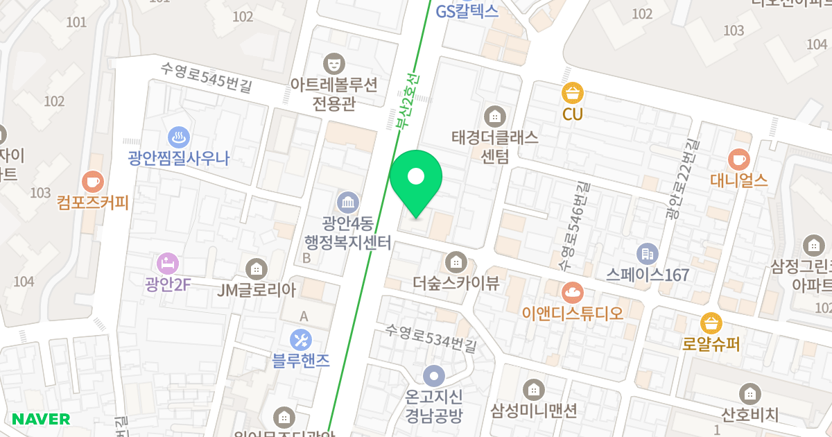 광안지음 주상복합 위치 지도 - 부산광역시 수영구 수영로 542