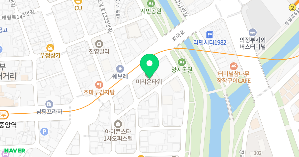 미리온타워 위치 지도 - 경기도 의정부시 호국로 1340