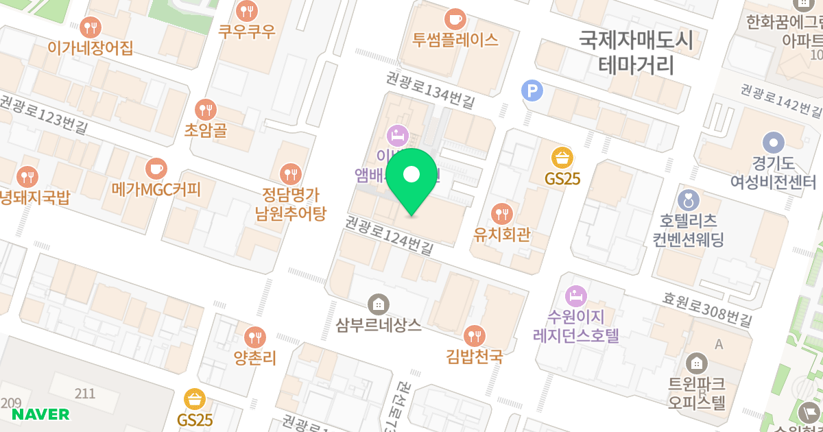 테라스더아델라움 위치 지도 - 경기도 수원시 팔달구 권광로124번길 13