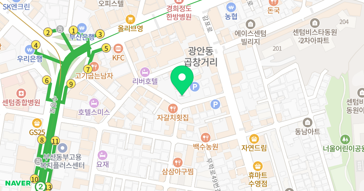 이린타워빌 위치 지도 - 부산광역시 수영구 수영로702번길 33