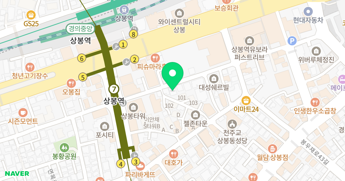 (102-17) 위치 지도 - 서울특별시 중랑구 면목로96길 18