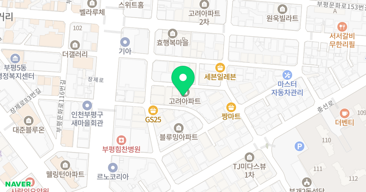 고려아파트3차 위치 지도 - 인천광역시 부평구 장제로84번길 21
