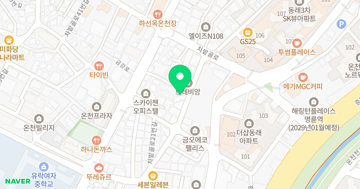 더 블레싱 동래 위치 지도 - 부산광역시 동래구 차밭골로21번길 14