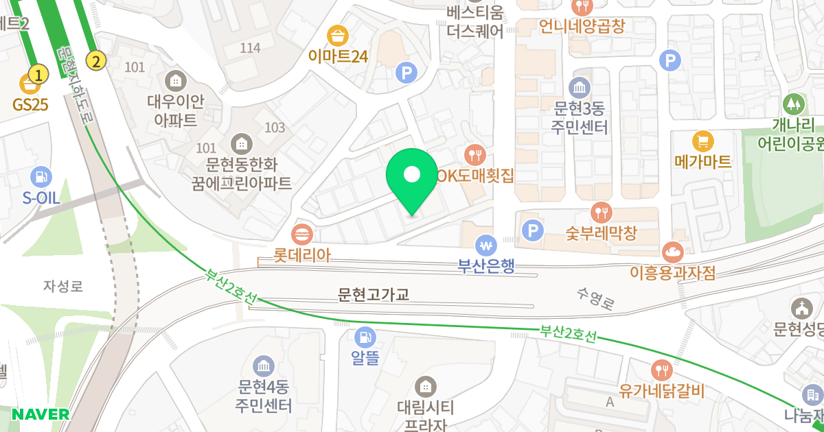 대성문 문현2차 퀸즈w 위치 지도 - 부산광역시 남구 수영로 21-3