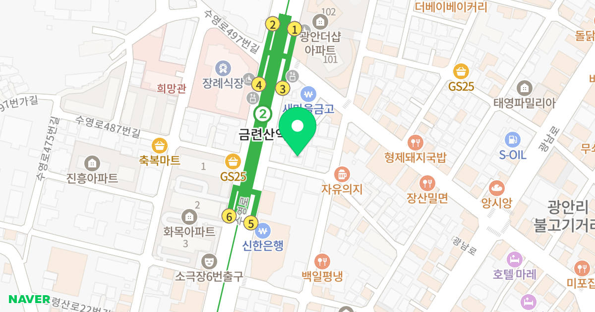 (33-15) 위치 지도 - 부산광역시 수영구 수영로488번길 7
