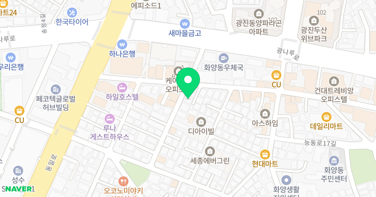 YN웰하우스 위치 지도 - 서울특별시 광진구 광나루로14길 15