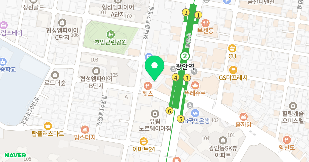 광안 부백 자연애 아파트 위치 지도 - 부산광역시 수영구 수영로575번길 10