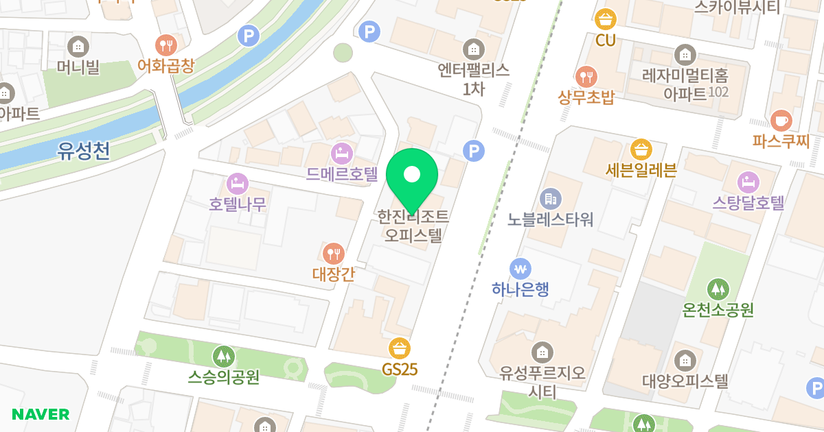 한진리조트오피스텔 위치 지도 - 대전광역시 유성구 대학로 31