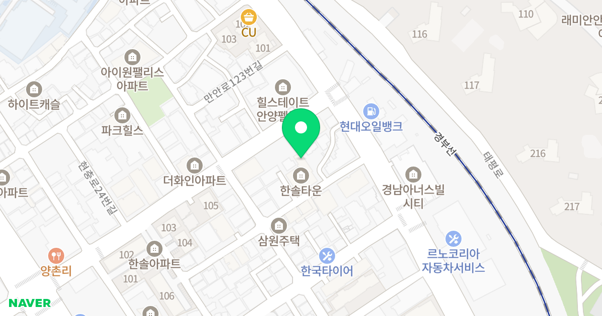 한솔타운 위치 지도 - 경기도 안양시 만안구 만안로111번길 12