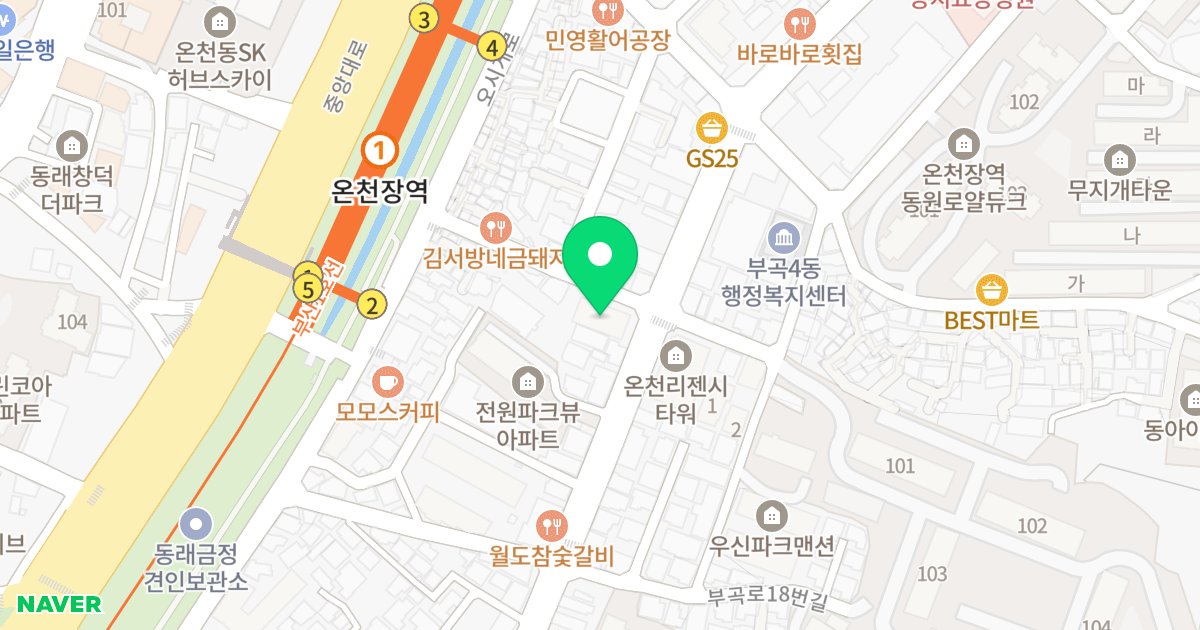 온천지음 위치 지도 - 부산광역시 금정구 부곡로 29