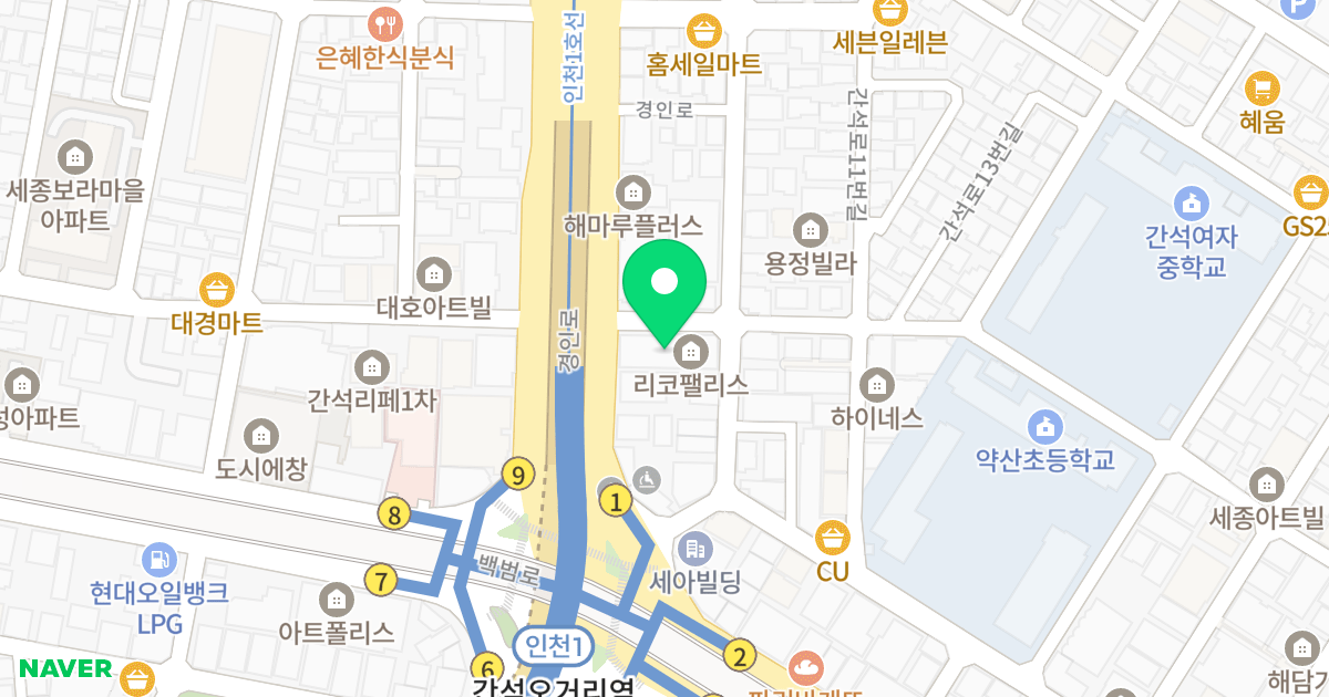 리코팰리스 위치 지도 - 인천광역시 남동구 간석로 2