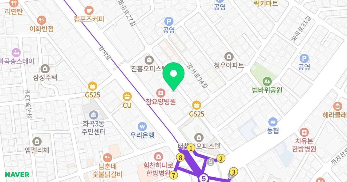 모닝스카이오피스텔 위치 지도 - 서울특별시 강서구 화곡로27길 29