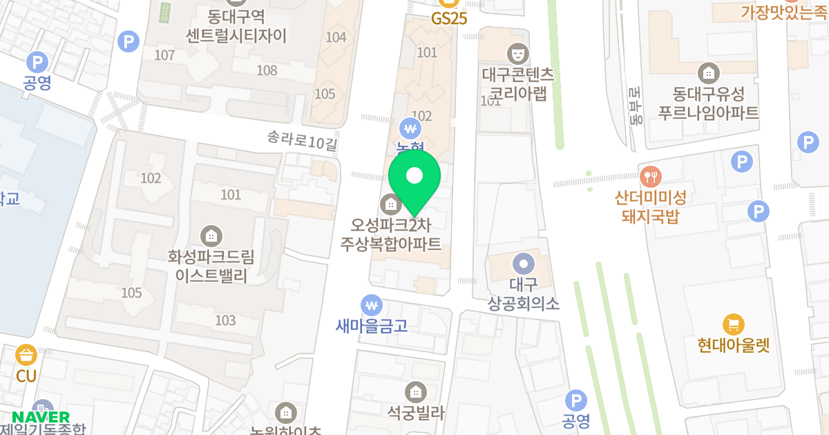오성파크2차 위치 지도 - 대구광역시 동구 장등로 46