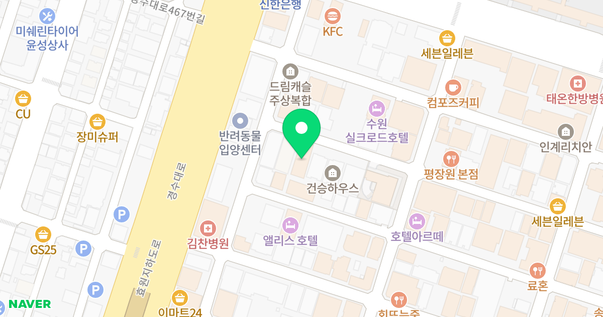 RAUM1 위치 지도 - 경기도 수원시 팔달구 인계로94번길 27-8
