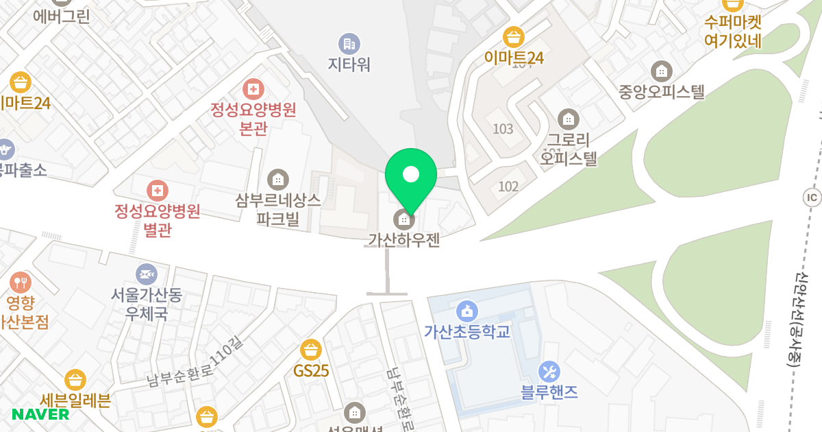 가산하우젠 위치 지도 - 서울특별시 구로구 남부순환로 1305