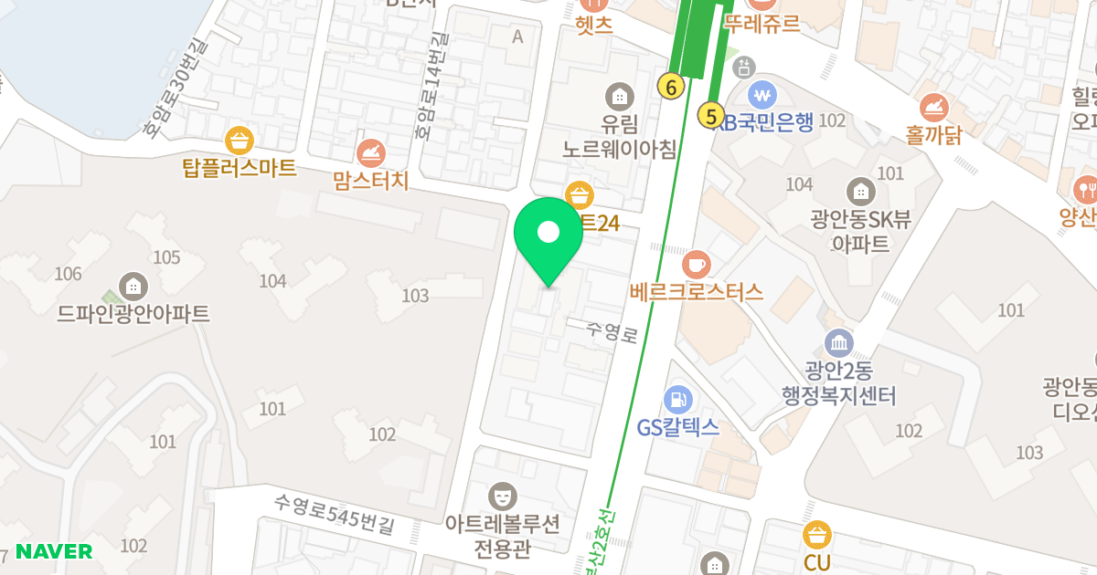 광안 예서 더불어 위치 지도 - 부산광역시 수영구 호암로9번길 7