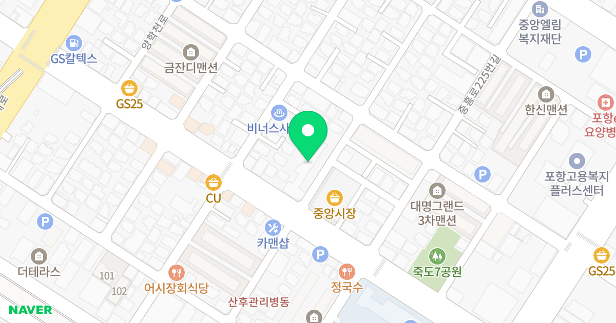 발트하임 위치 지도 - 경상북도 포항시 북구 양학천로 27-9