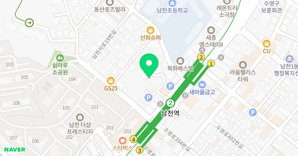 디오루나 위치 지도 - 부산광역시 수영구 수영로 397-29