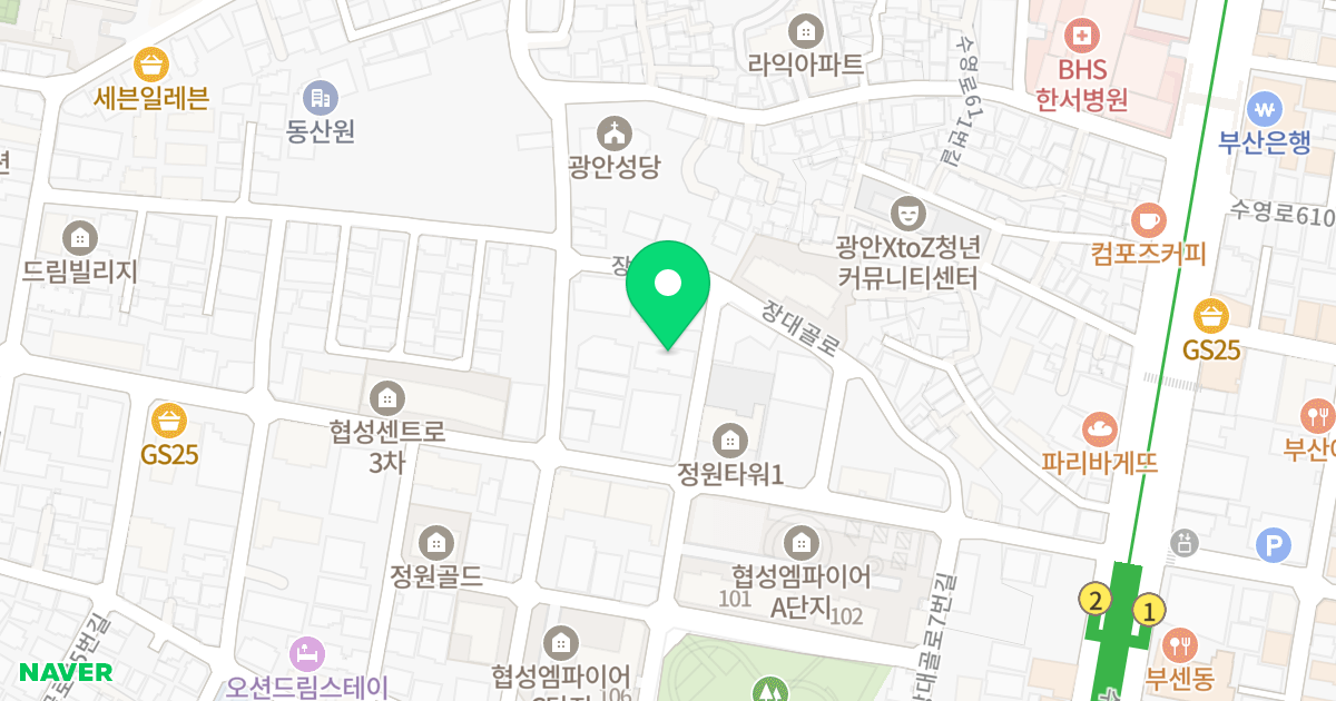 세종 엠제이드 호암 위치 지도 - 부산광역시 수영구 장대골로 20-11