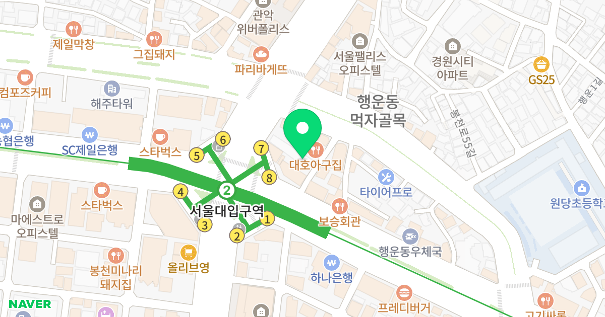WD세븐스 위치 지도 - 서울특별시 관악구 관악로 186