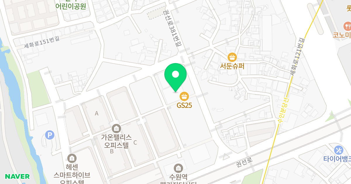JS TOWER 위치 지도 - 경기도 수원시 권선구 권선로381번길 13