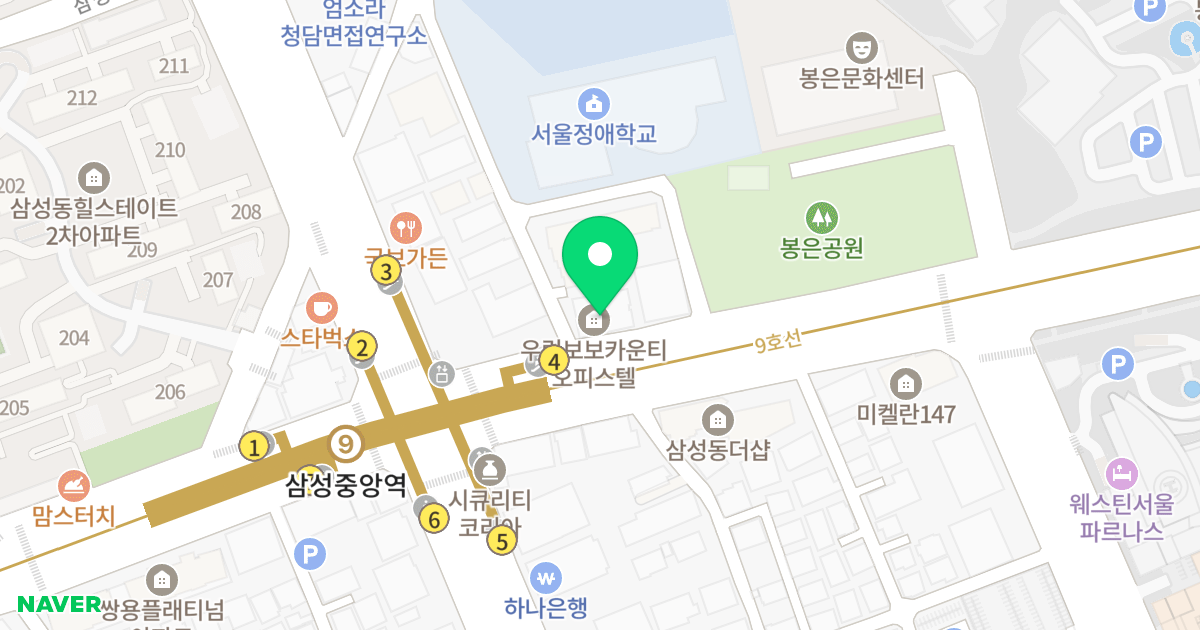 우림보보카운티 오피스텔 위치 지도 - 서울특별시 강남구 봉은사로 507