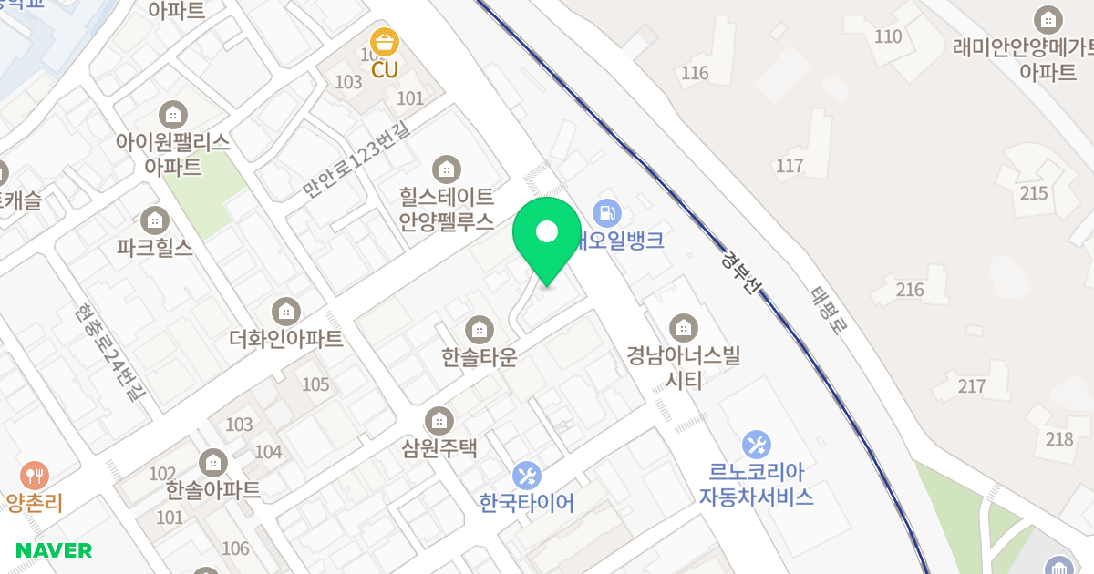 휴누림 위치 지도 - 경기도 안양시 만안구 만안로 111
