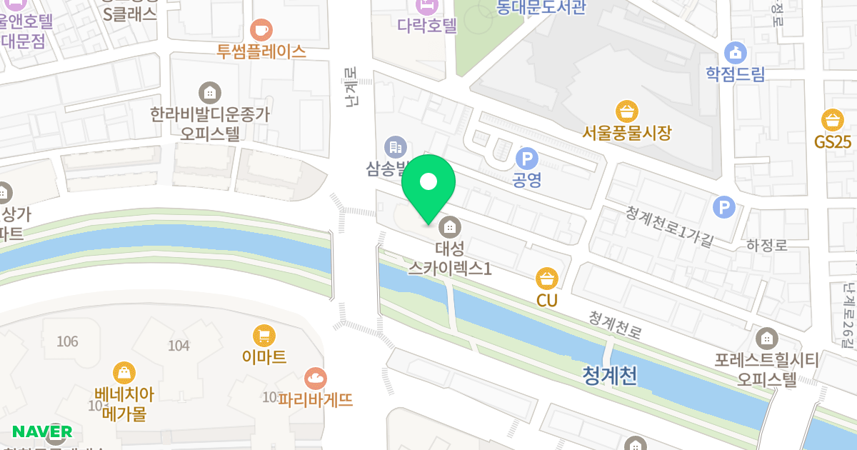 청계천 대성 스카이렉스1 위치 지도 - 서울특별시 동대문구 청계천로 417
