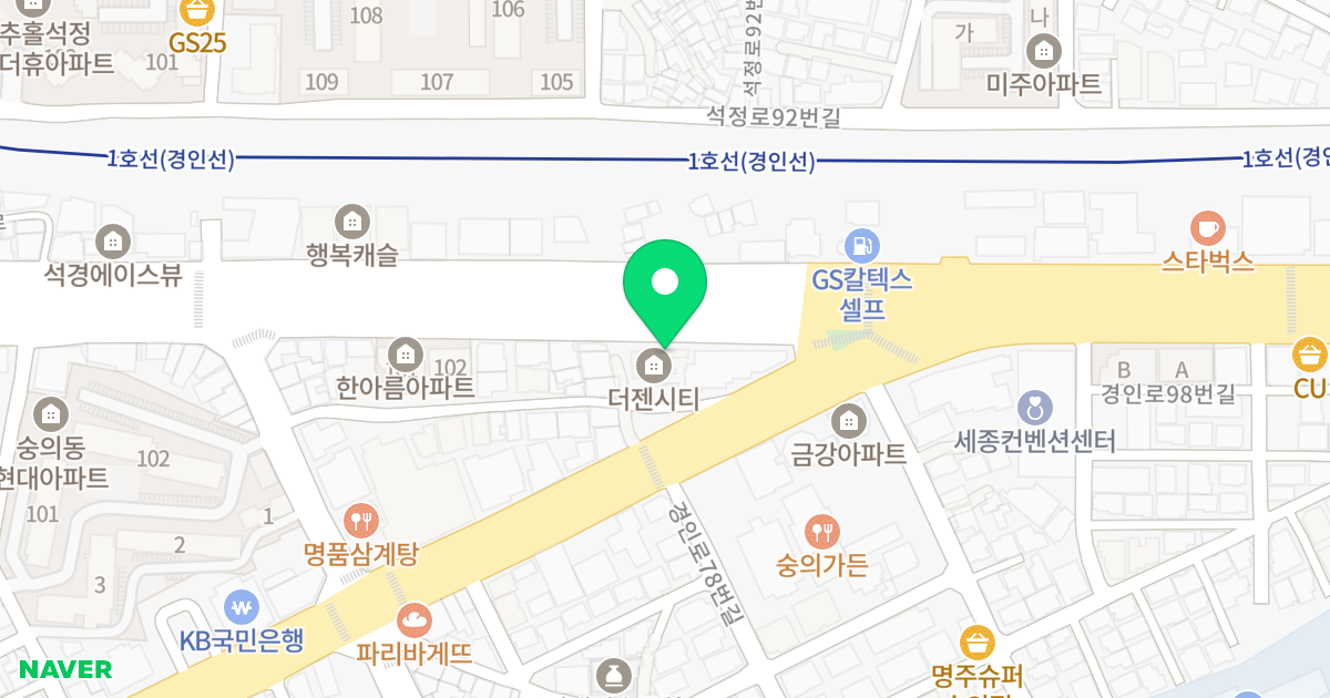 더젠씨티 위치 지도 - 인천광역시 미추홀구 독정이로118번길 31