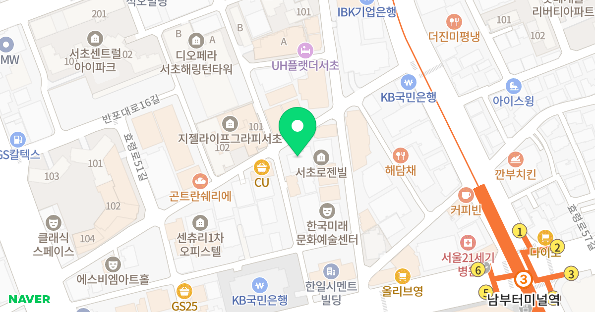 (1588-1) 위치 지도 - 서울특별시 서초구 반포대로14길 54