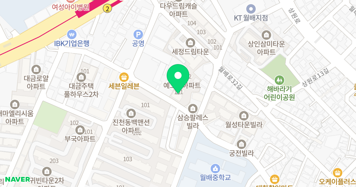 예그린101동 위치 지도 - 대구광역시 달서구 월배로28길 45