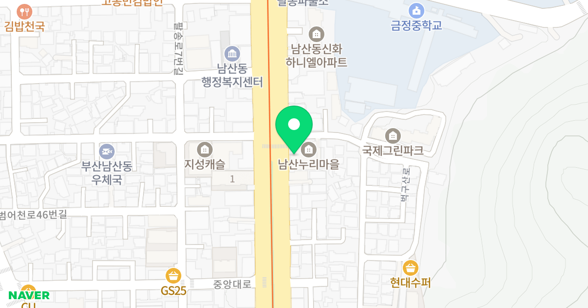 남산누리마을 위치 지도 - 부산광역시 금정구 벅구산로 2