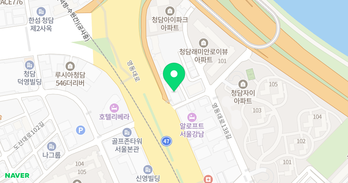 현대 오피스텔 위치 지도 - 서울특별시 강남구 영동대로 738