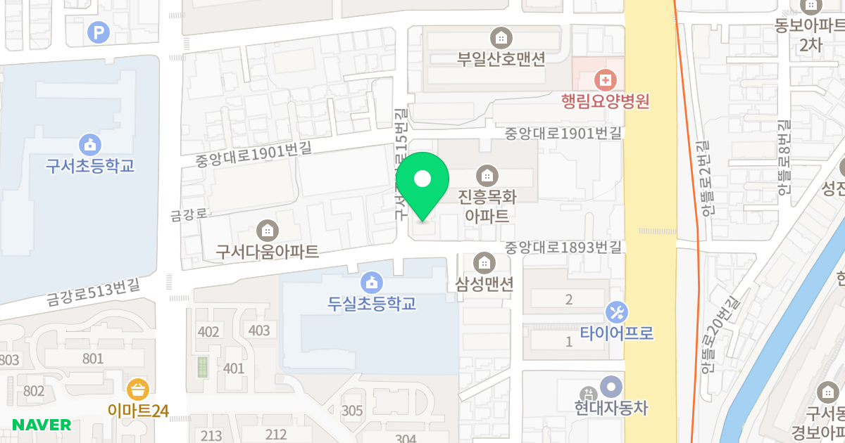산들파르테 위치 지도 - 부산광역시 금정구 구서중앙로15번길 27