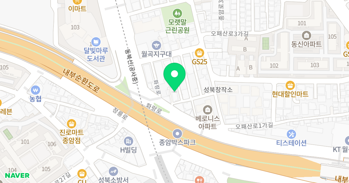 한솔에코빌 위치 지도 - 서울특별시 성북구 종암로32길 10-14