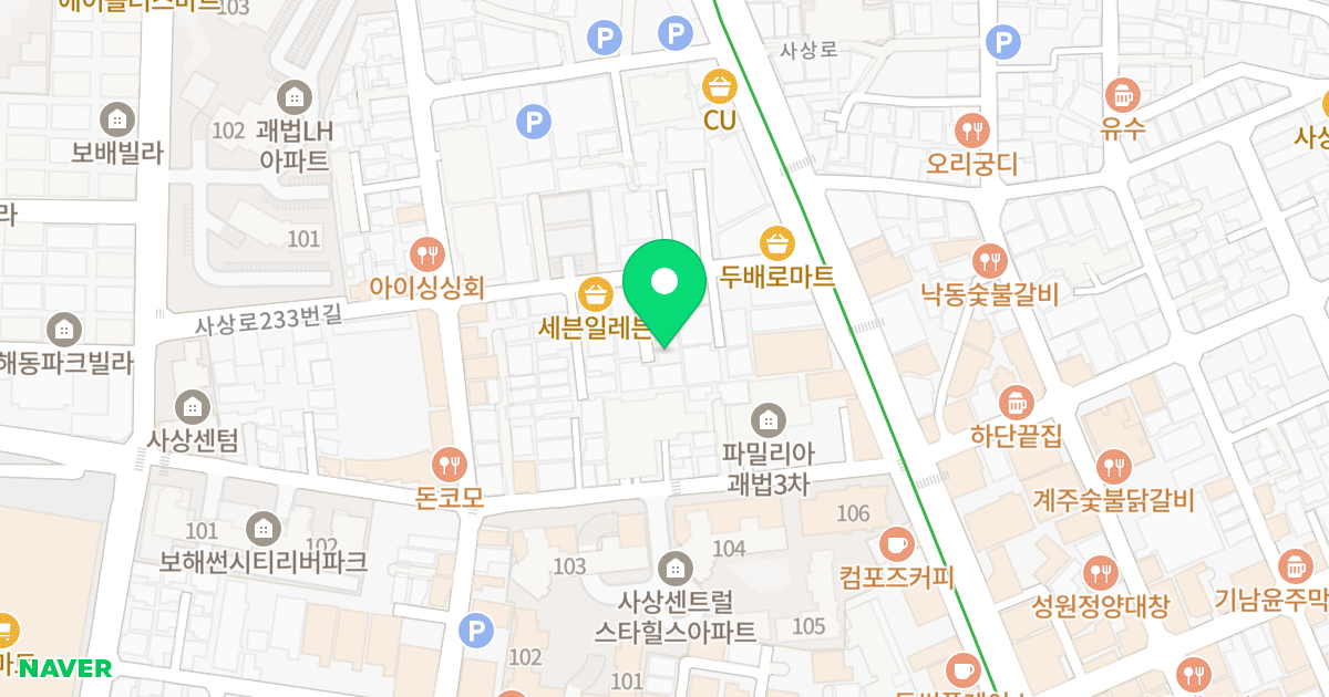 베스트빌 위치 지도 - 부산광역시 사상구 사상로233번길 15-5