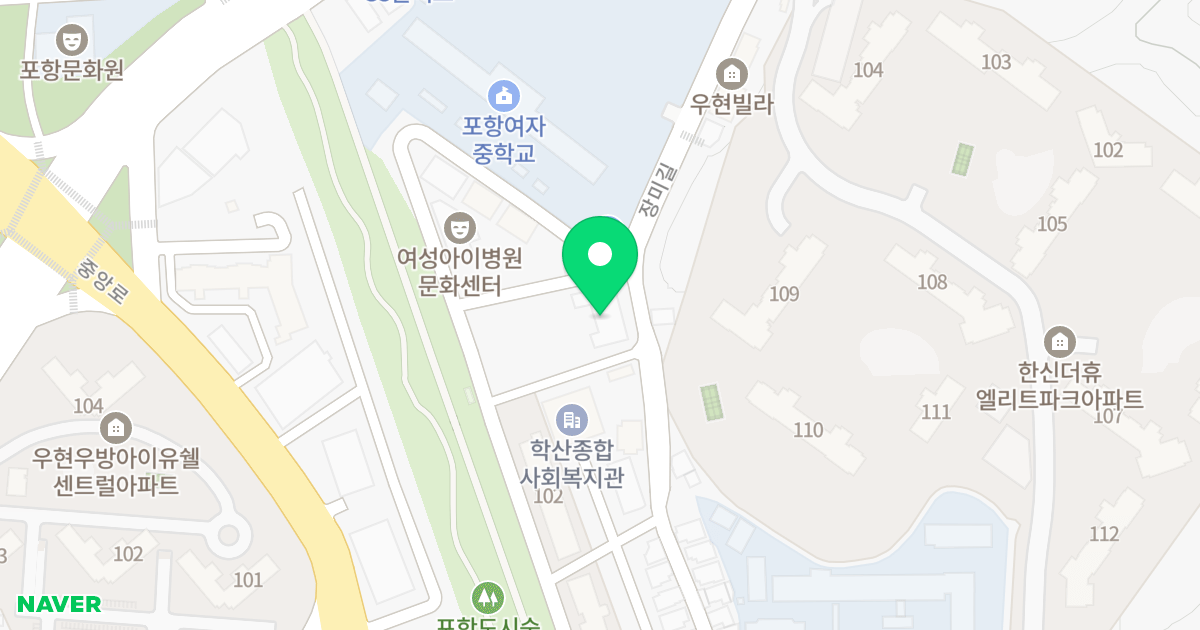 현진불루빌 위치 지도 - 경상북도 포항시 북구 장미길 39