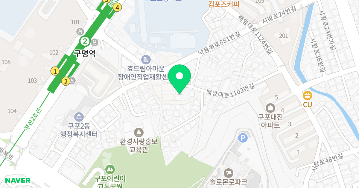 보람더존빌3 위치 지도 - 부산광역시 북구 백양대로1102번길 32