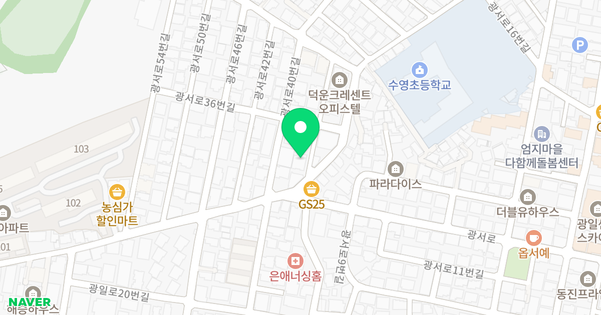 센티움시티 엘린5차 위치 지도 - 부산광역시 수영구 광서로36번길 5-3
