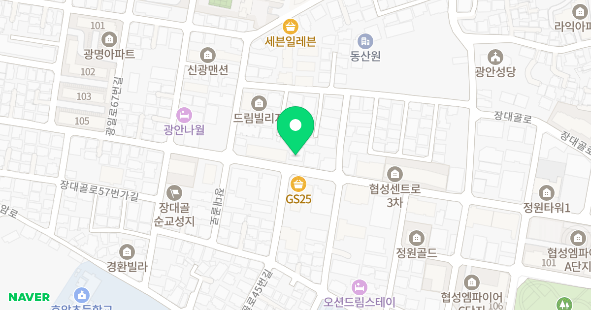 엠하우스 위치 지도 - 부산광역시 수영구 장대골로 44