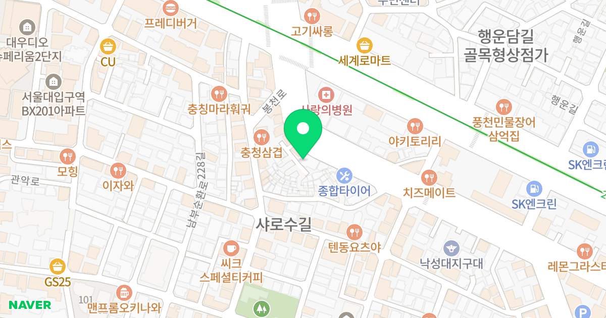 우리오피스텔 위치 지도 - 서울특별시 관악구 봉천로 524-1