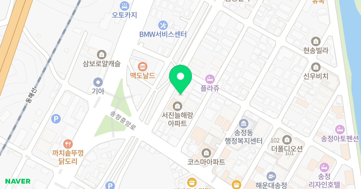 해피 투모로우 위치 지도 - 부산광역시 해운대구 송정중앙로9번길 16