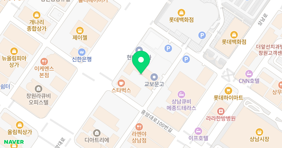 마이우스 오피스텔 위치 지도 - 경상남도 창원시 성산구 중앙대로 104