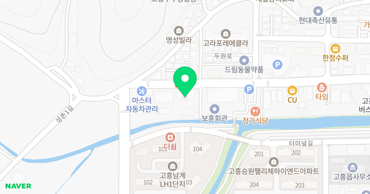고흥 센트럴파크 2차 위치 지도 - 전라남도 고흥군 고흥읍 여산당촌길 51