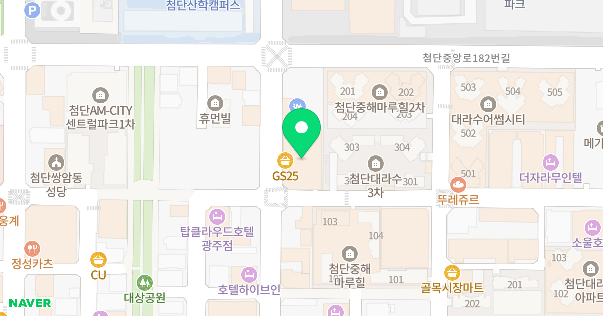 첨단 뉴타운 한국아델리움 위치 지도 - 광주광역시 광산구 임방울대로825번길 60-3