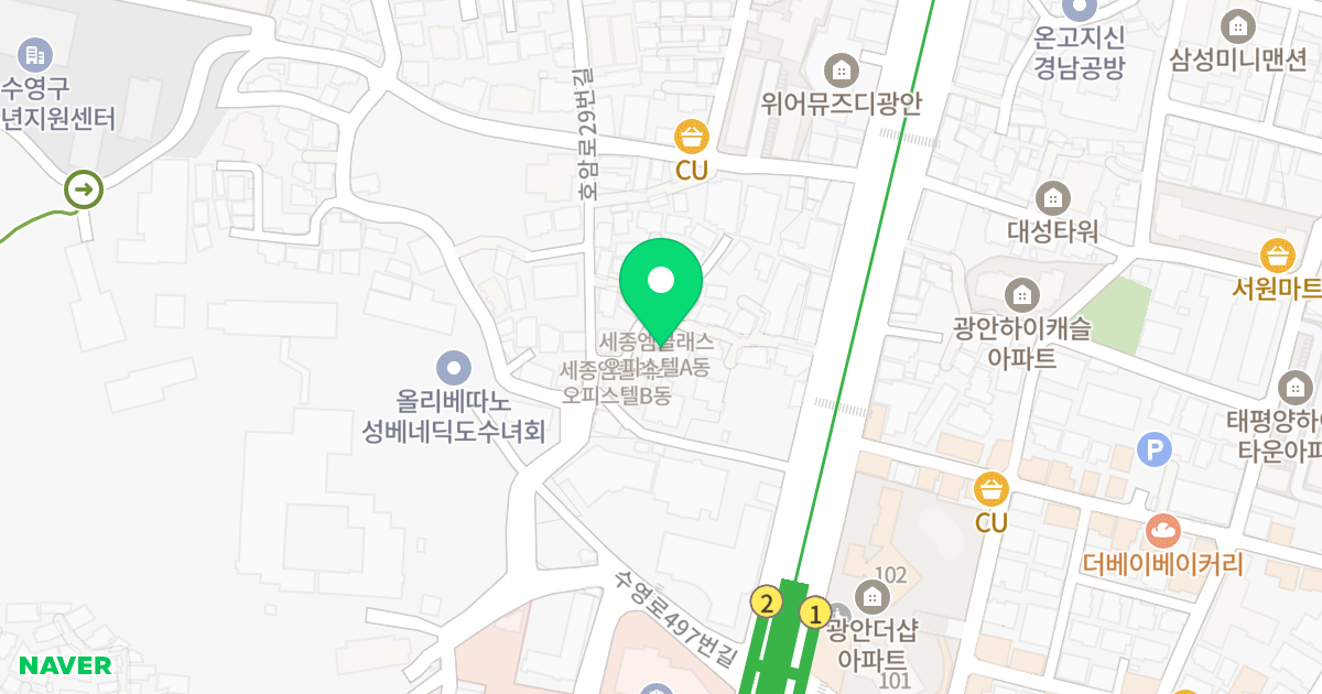 세종엠클래스A 위치 지도 - 부산광역시 수영구 수영로513번길 17-3