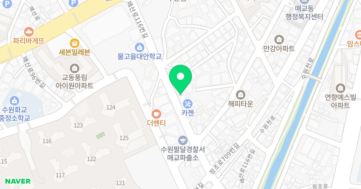 (77-27) 위치 지도 - 경기도 수원시 팔달구 매산로116번길 35